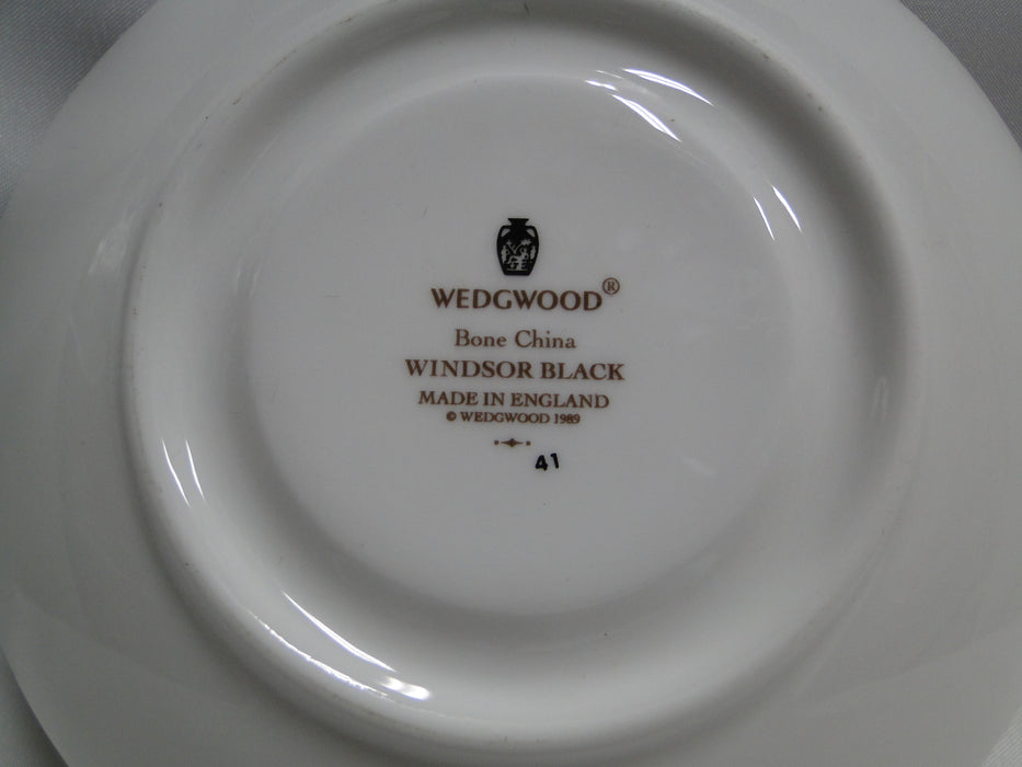 Wedgwood Windsor Black, Gold Design on Black Band: Cup & Saucer Set (s), 3" Tall