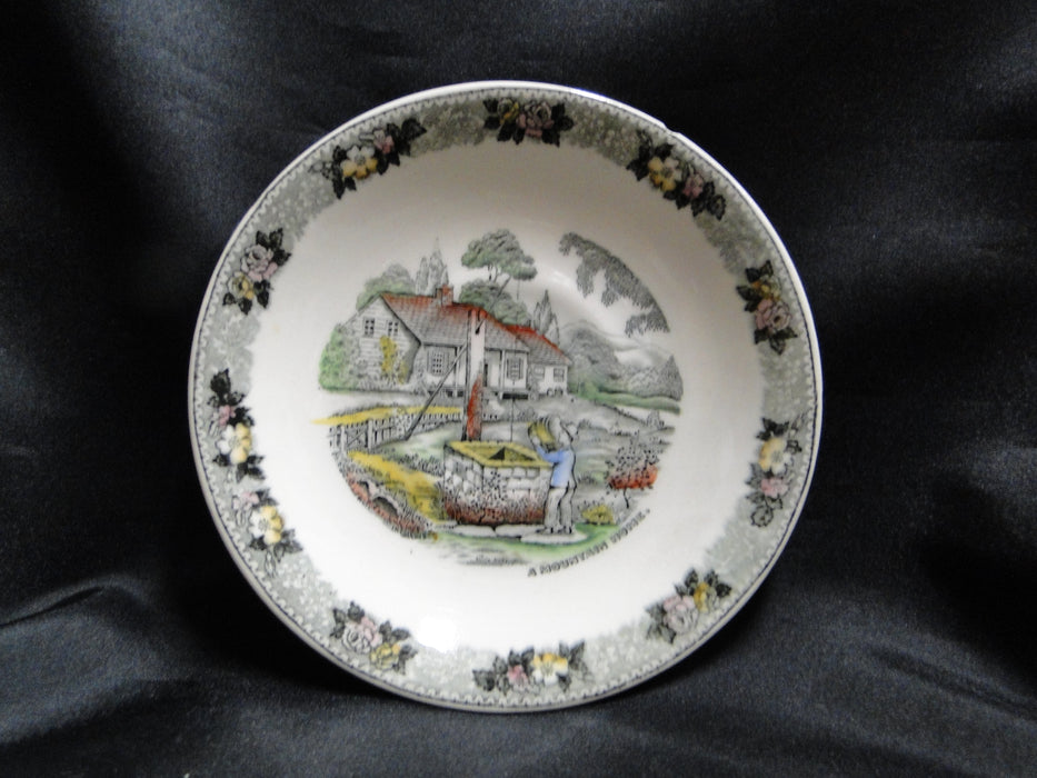 Adams Currier & Ives Gray, Multicolor: 6" Saucer Only, As Is