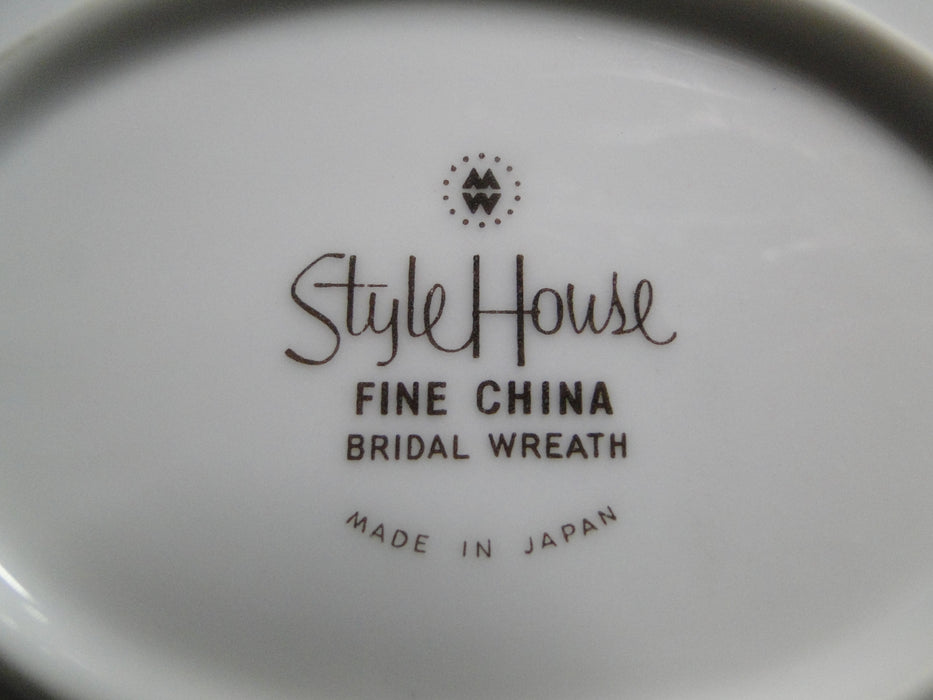 Style House Bridal Wreath, White w/ Gold Trim: Gravy Boat w/ Underplate