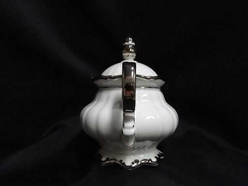 Hutschenreuther Revere, White w/ Platinum: Sugar Bowl & Lid, 5 1/4"