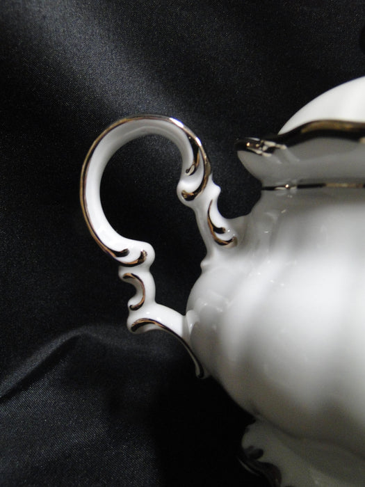 Hutschenreuther Revere, White w/ Platinum: Sugar Bowl & Lid, 5 1/8"