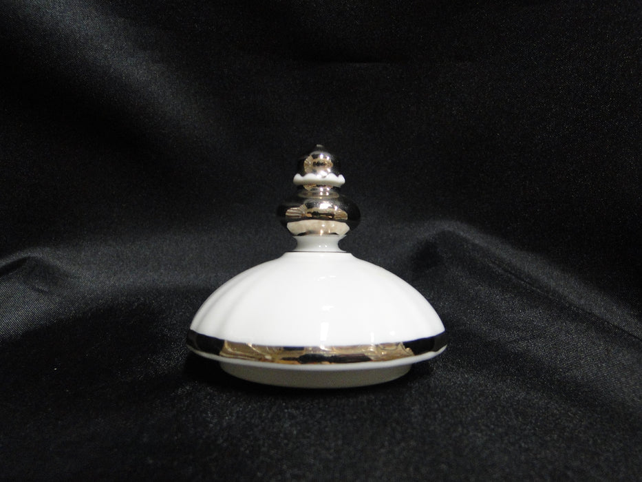 Hutschenreuther Revere, White w/ Platinum: Sugar Bowl & Lid, 5 1/8"