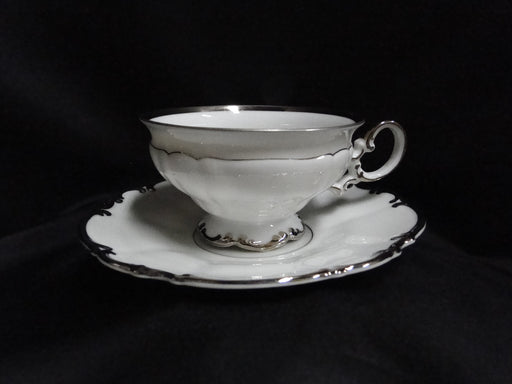 Hutschenreuther Revere, White w/ Platinum: Cup & Saucer Set (s), 2 1/4"