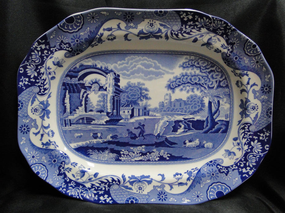 Spode Italian, Blue Scene: NEW Oval Serving Platter, 14", Box