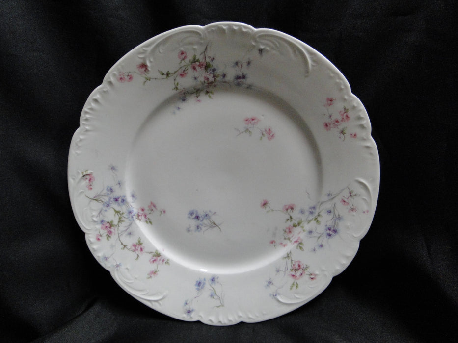 Haviland (Limoges) Schleiger 309, Pink & Blue Flowers: Dinner Plate, 10", As Is
