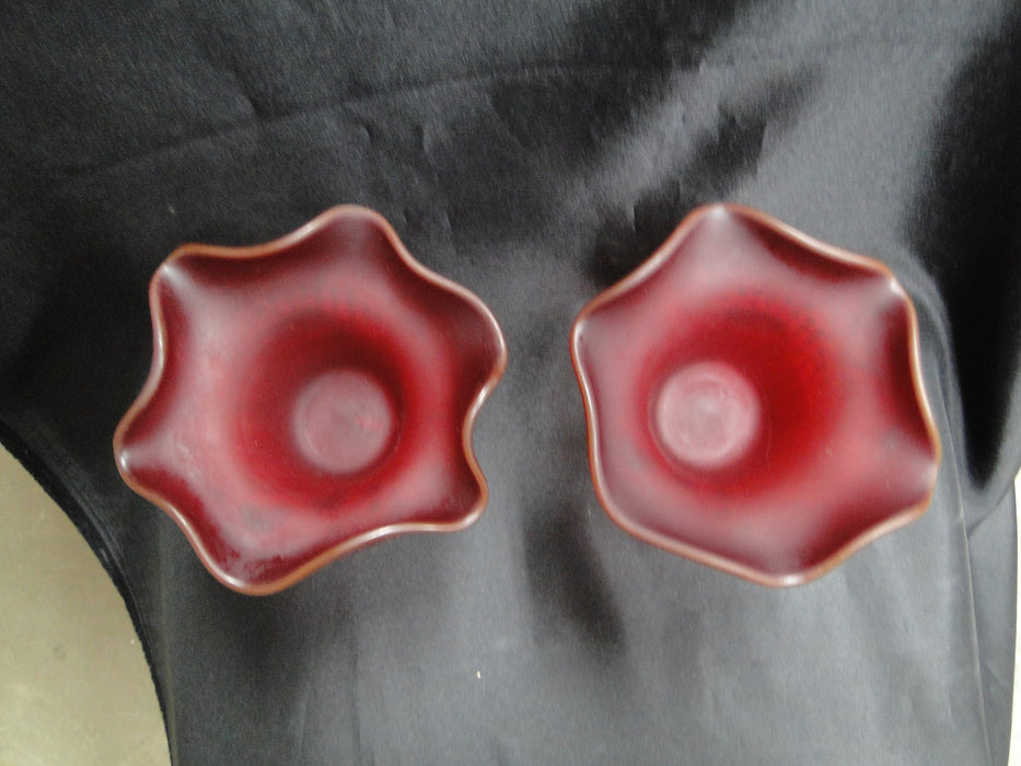 Wright Glass, LG Strawberry and Currant Ruby Satin: Pair (2) of Compotes, 6"
