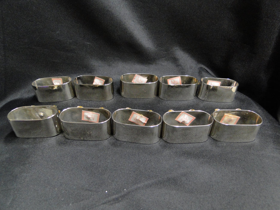 Audrey Silverplate w/ Gold Color Bow: Set of 10 Oval Napkin Holders / Rings