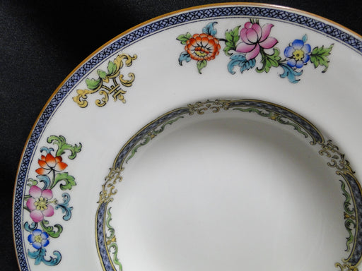 Minton B898, Blue Bands, Florals, Smooth: Rim Soup Bowl, 9"