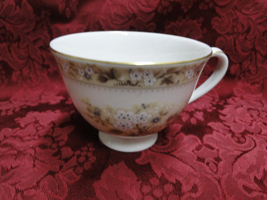 Royal Doulton Mandalay, Tan, Blue & White Flowers: Cup & Saucer Set, 2 3/4"