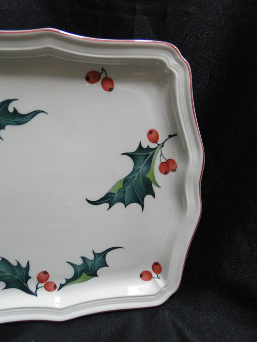 Villeroy & Boch Holly, Green, Red Berries: Sandwich / Serving Tray, 13 3/4" x 7"
