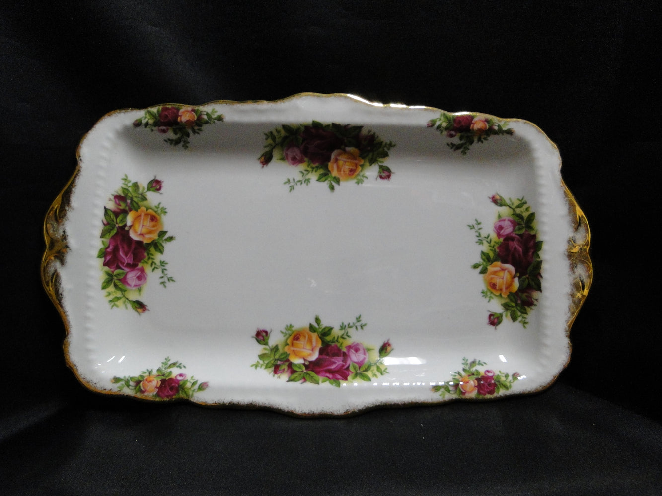 Royal Albert Old Country Roses, England: Sandwich Tray, 11 5/8" x 6 7/8"