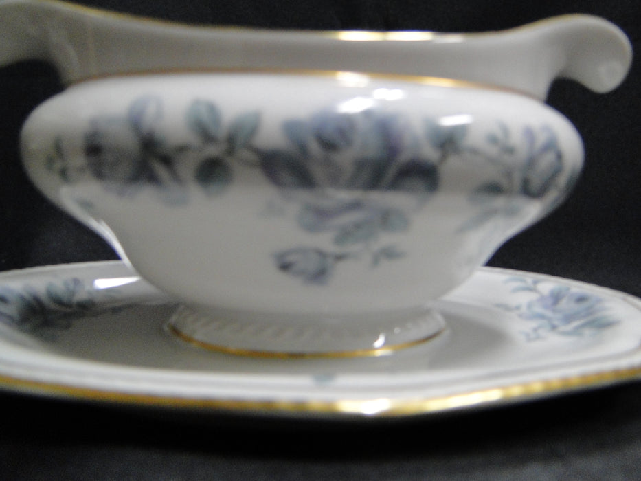 Royal Tettau Damask Rose, Blue / Green Roses: Gravy Boat w/ Attached Underplate