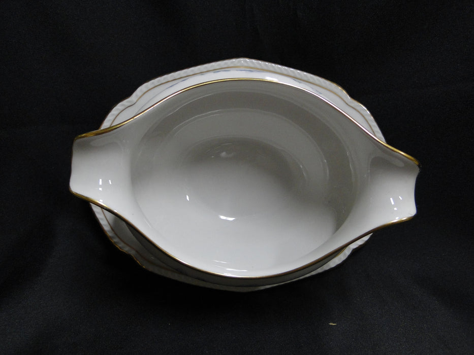 Royal Tettau Damask Rose, Blue / Green Roses: Gravy Boat w/ Attached Underplate