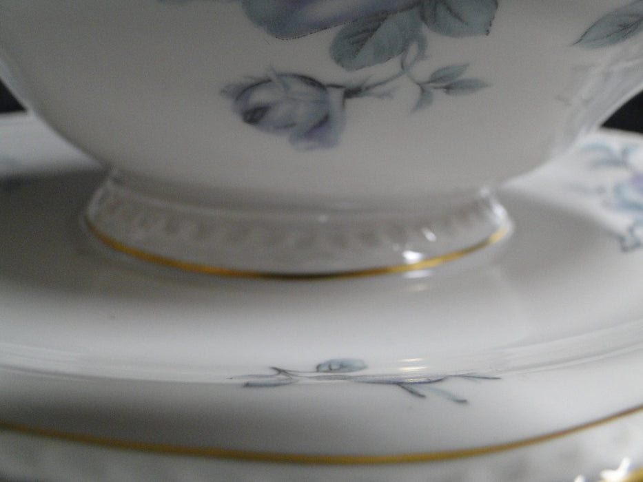 Royal Tettau Damask Rose, Blue / Green Roses: Gravy Boat w/ Attached Underplate