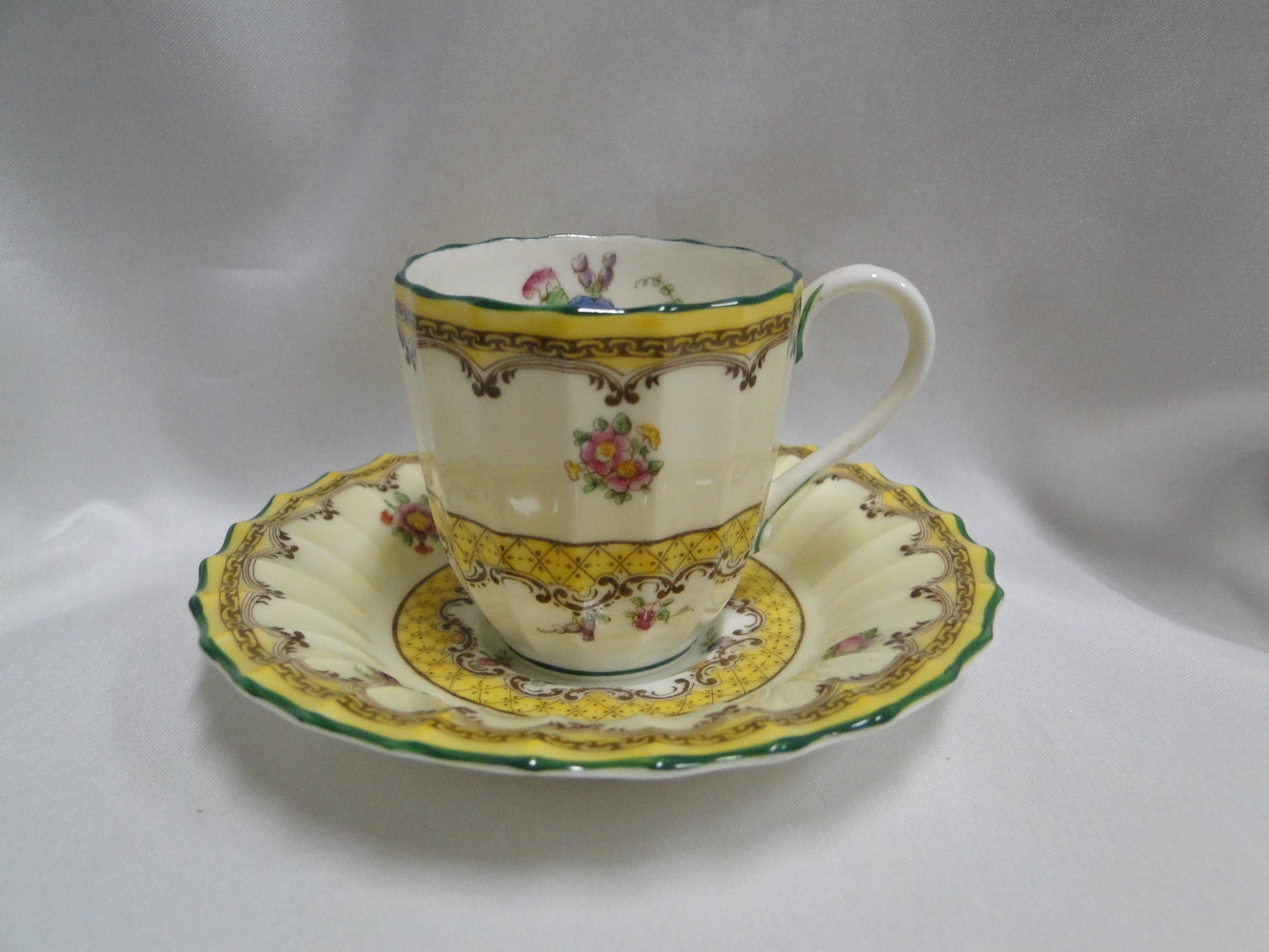 Royal Worcester Willoughby, Florals, Yellow: Footed Demitasse Cup & Saucer