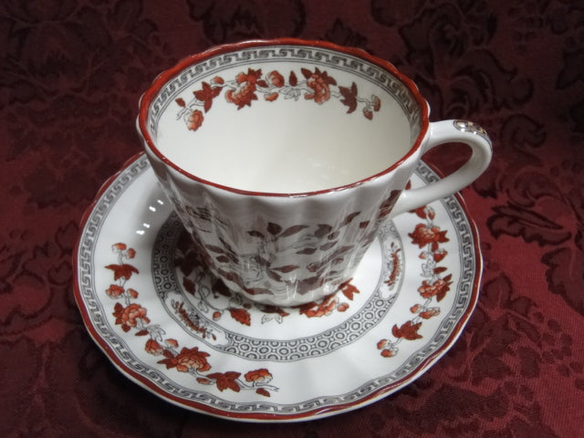 Spode Indian Tree Orange Rust: Cup & Saucer Set, 2 3/4" Tall, Wear