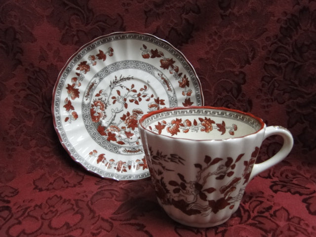 Spode Indian Tree Orange Rust: Cup & Saucer Set, 2 3/4" Tall, Wear