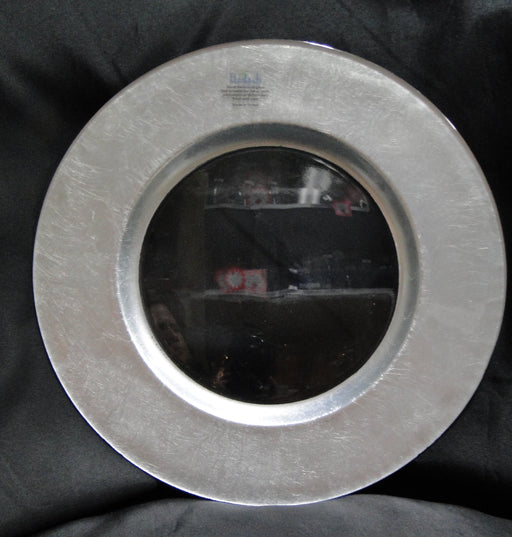 Badash Antique Silver Stripes: NEW Silver Round Glass Charger, 13", Box, D244S