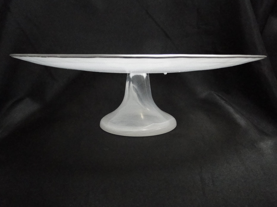 Badash White Alabaster, Silver Trim: NEW Footed Glass Cake Stand (s), 13", P240S