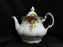 Royal Albert Old Country Roses, England: Teapot & Lid, 7 1/2" Tall, Flat Opening
