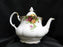 Royal Albert Old Country Roses, England: Teapot & Lid, 7 1/2" Tall, Flat Opening