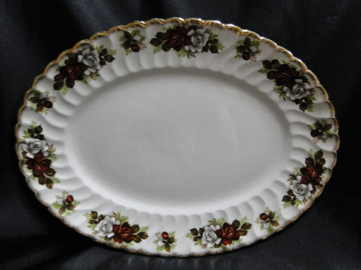 Aynsley, H. 371, Red & White Roses, Gold Trim: Oval Platter, 13 1/2"