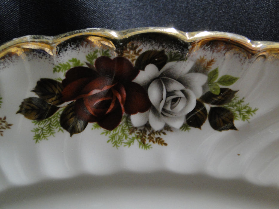 Aynsley, H. 371, Red & White Roses, Gold Trim: Oval Platter, 13 1/2"