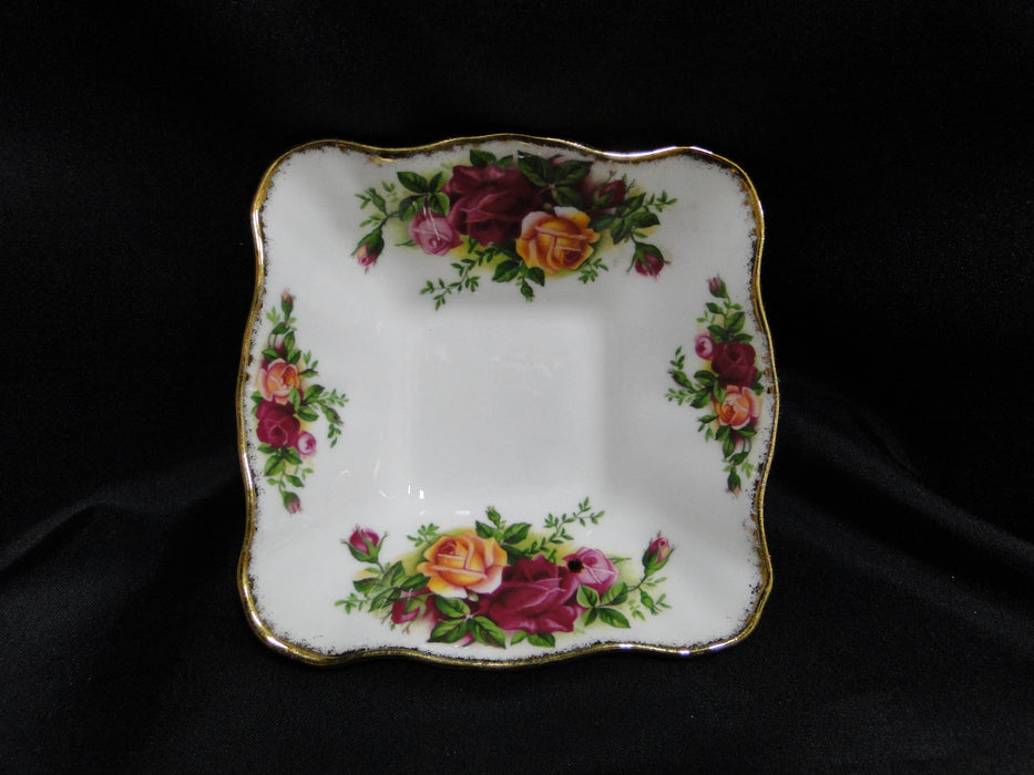 Royal Albert Old Country Roses, England: Square Sweet Meat Dish, 4 3/4" x 1 3/8"