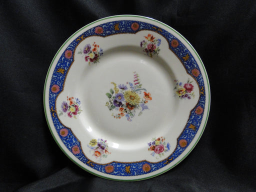 Royal Doulton RD94, Florals, Blue Panels, Green Trim: Motif A Dinner Plate 10.5"