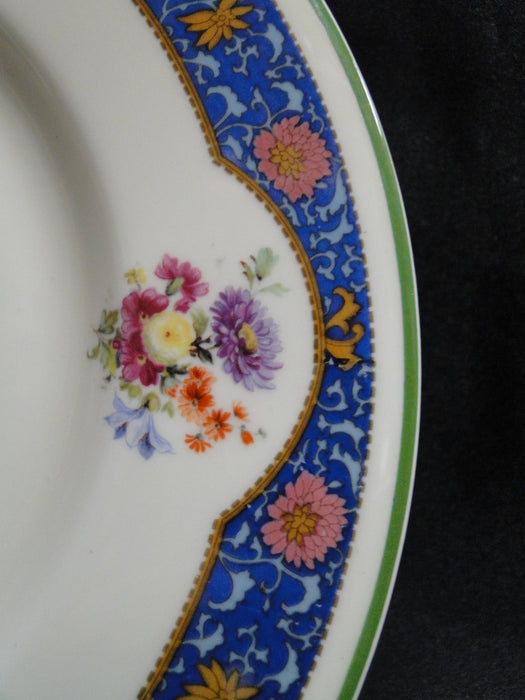 Royal Doulton RD94, Florals, Blue Panels, Green Trim: Motif B Dinner Plate 10.5"