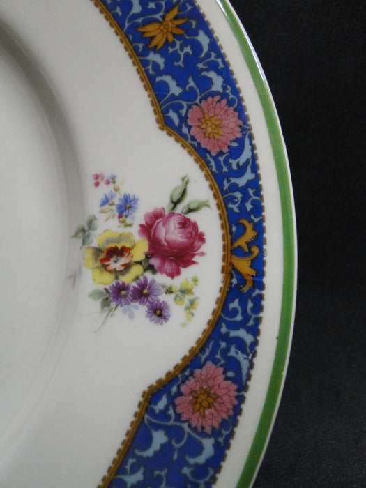 Royal Doulton RD94, Florals, Blue Panels, Green Trim: Motif C Dinner Plate 10.5"