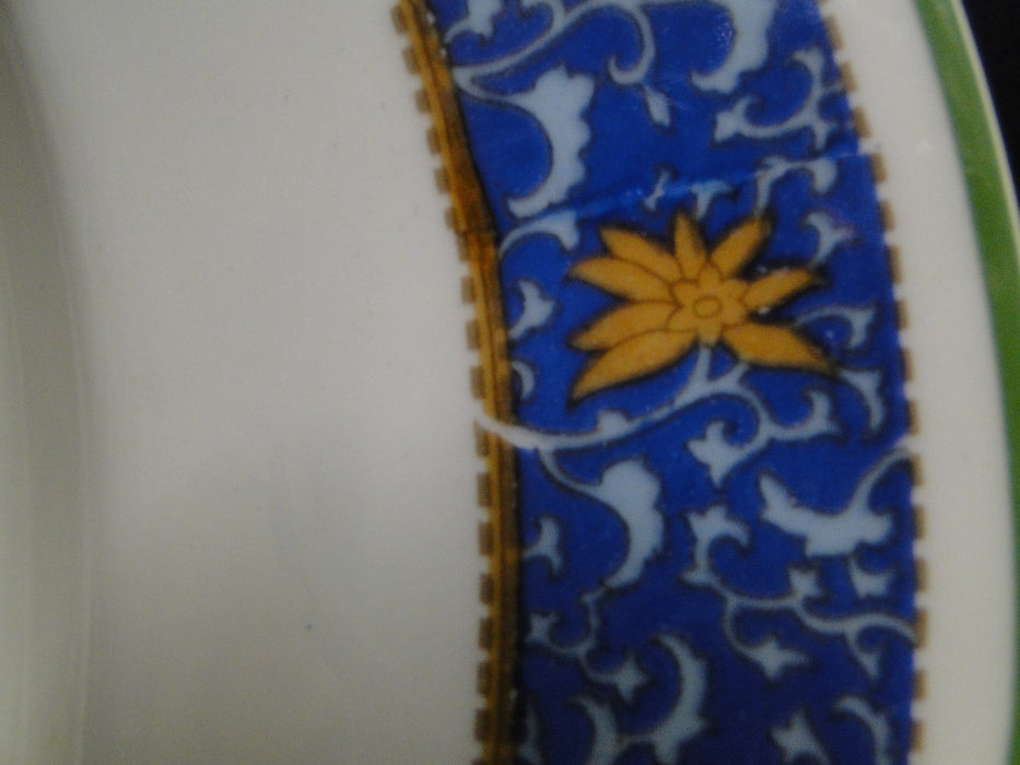Royal Doulton RD94, Florals, Blue Panels, Green Trim: Motif C Dinner Plate 10.5"