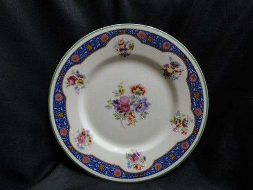 Royal Doulton RD94, Florals, Blue Panels, Green Trim: Motif D Dinner Plate 10.5"