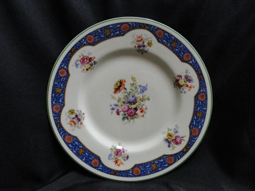 Royal Doulton RD94, Florals, Blue Panels, Green Trim: Motif E Dinner Plate 10.5"