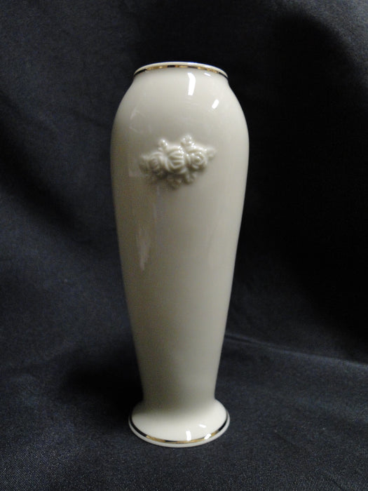Lenox Rosebud Collection, Ivory Embossed Rose w/ Ribbon, Gold: Vase, 5 3/4"