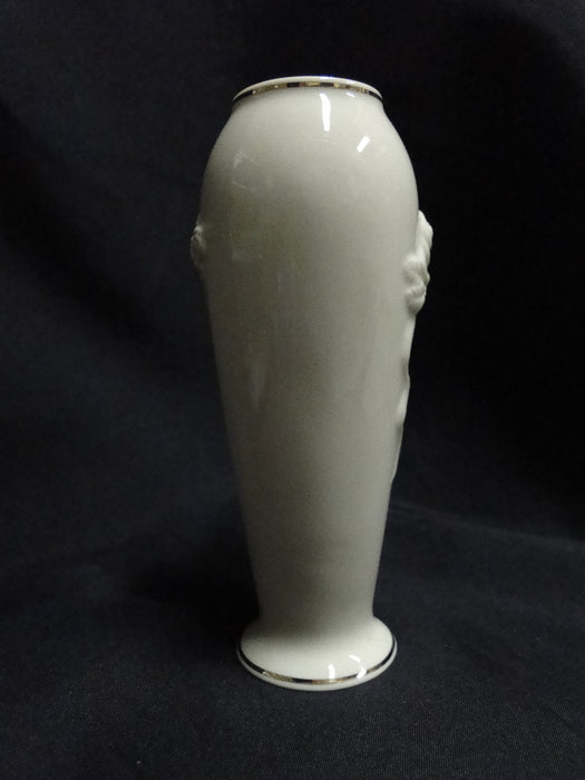 Lenox Rosebud Collection, Ivory Embossed Rose w/ Ribbon, Gold: Vase, 5 3/4"