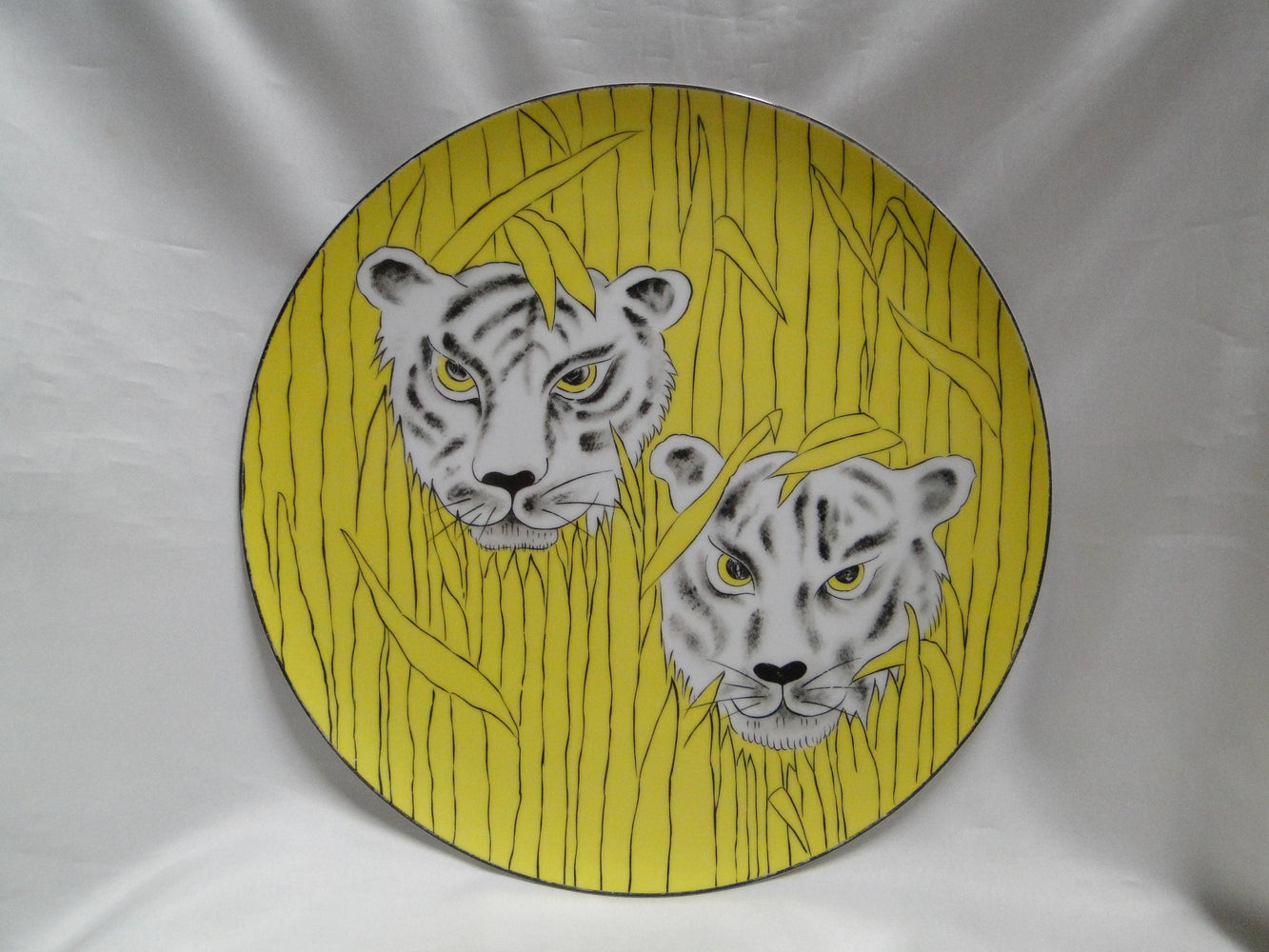 Franci for Taste Setter Villa Vanilla, Yellow: Dinner Plate, Tigers, 11 1/8"