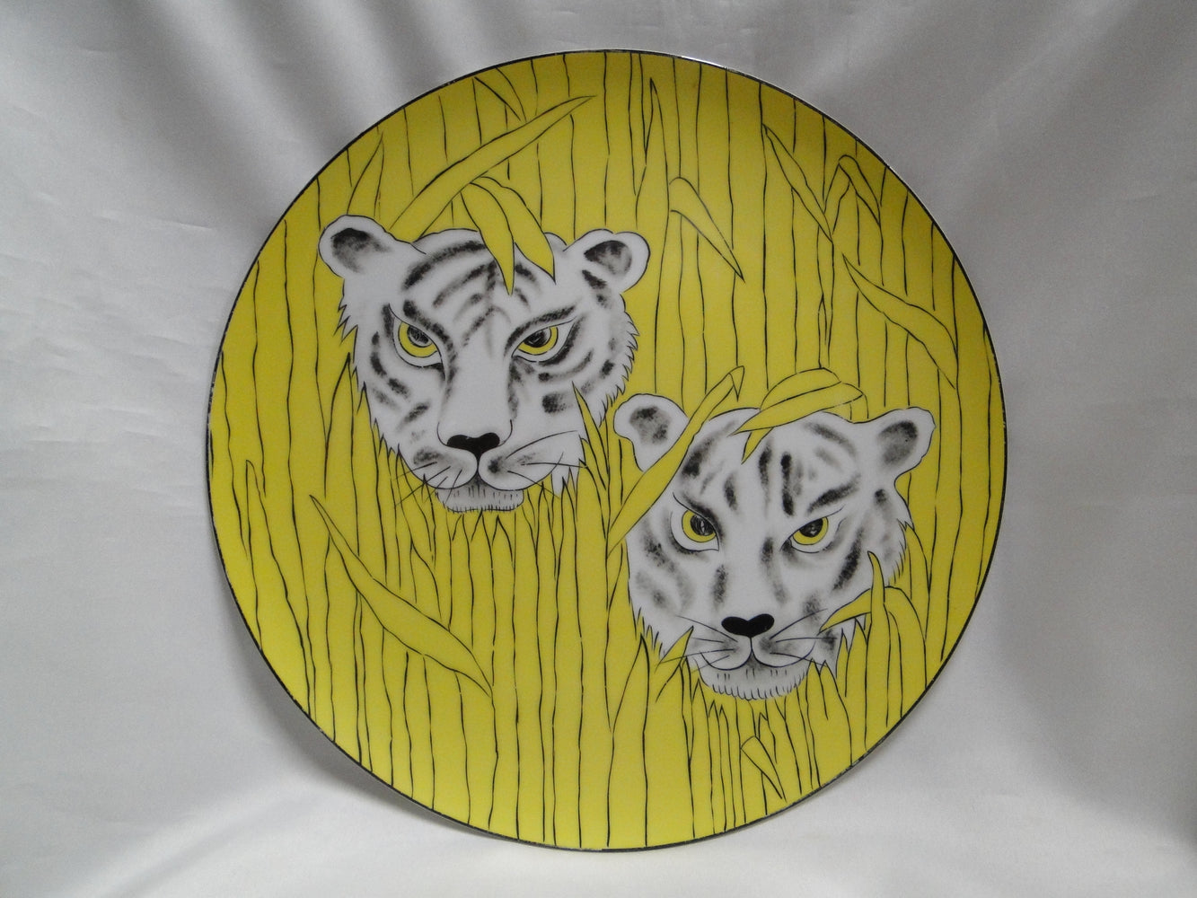 Franci for Taste Setter Villa Vanilla, Yellow: Dinner Plate, Tigers, 11 1/8"