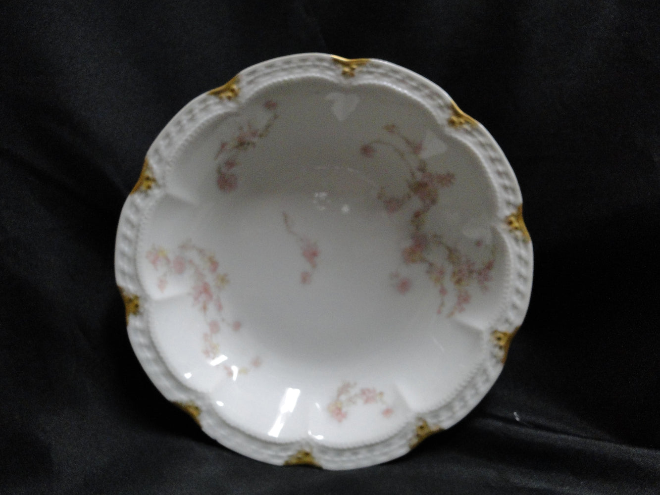 Haviland (Limoges) Schleiger 247d, Pale Pink Flowers: Soup Bowl, 7 3/8", As Is