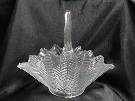 Smith Glass 177-1, Herringbone, Feathers, Clear: Basket, 14" x 12" x 7"