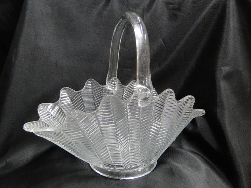 Smith Glass 177-1, Herringbone, Feathers, Clear: Basket, 14" x 12" x 7"