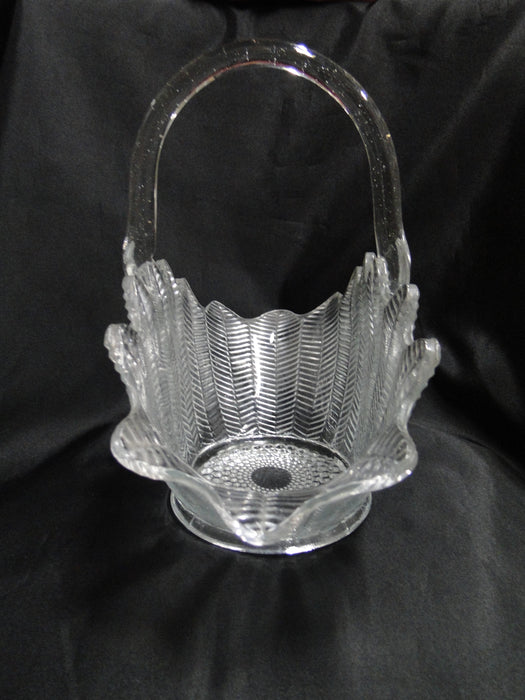Smith Glass 177-1, Herringbone, Feathers, Clear: Basket, 14" x 12" x 7"