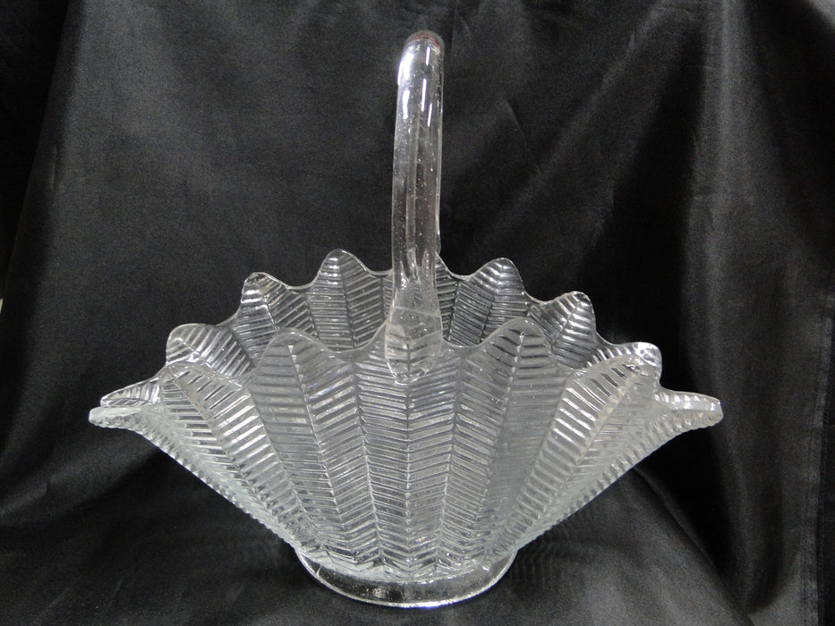 Smith Glass 177-1, Herringbone, Feathers, Clear: Basket, 14" x 12" x 7"