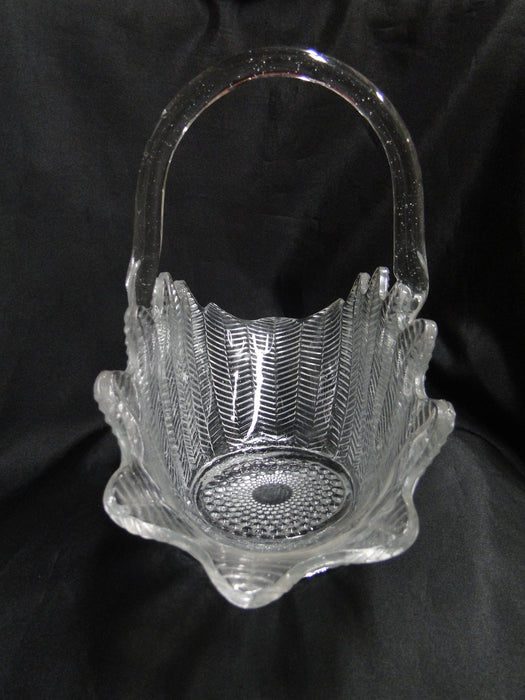 Smith Glass 177-1, Herringbone, Feathers, Clear: Basket, 14" x 12" x 7"