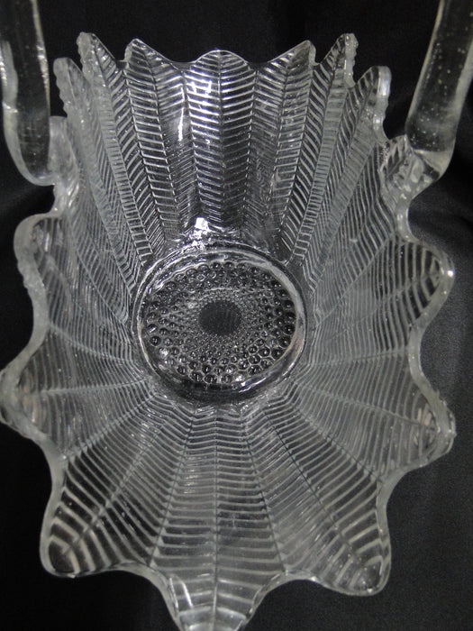 Smith Glass 177-1, Herringbone, Feathers, Clear: Basket, 14" x 12" x 7"