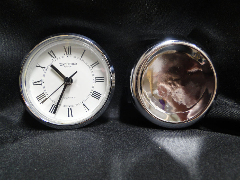 Waterford Crystal, Cut Lines: Oval Desk Clock, Silver Ring, 7 3/4" x 3 7/8" x 2"