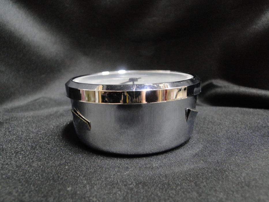 Waterford Crystal, Cut Lines: Oval Desk Clock, Silver Ring, 7 3/4" x 3 7/8" x 2"