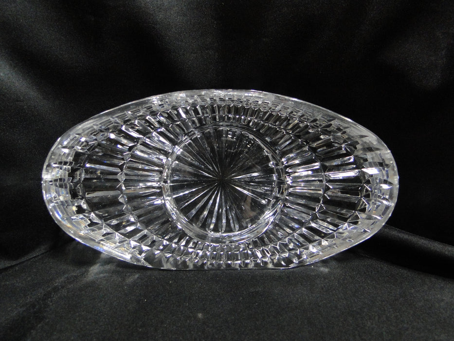 Waterford Crystal, Cut Lines: Oval Desk Clock, Silver Ring, 7 3/4" x 3 7/8" x 2"