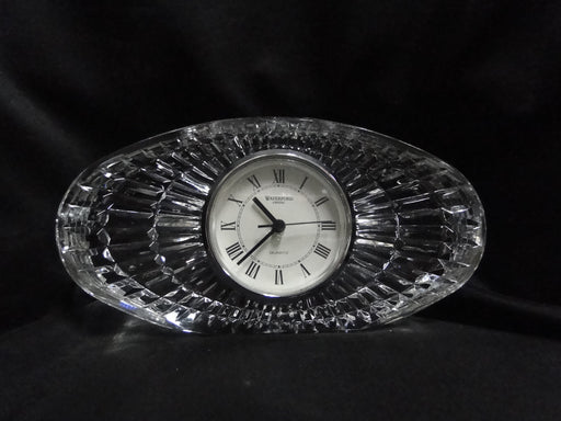 Waterford Crystal, Cut Lines: Oval Desk Clock, Silver Ring, 7 3/4" x 3 7/8" x 2"