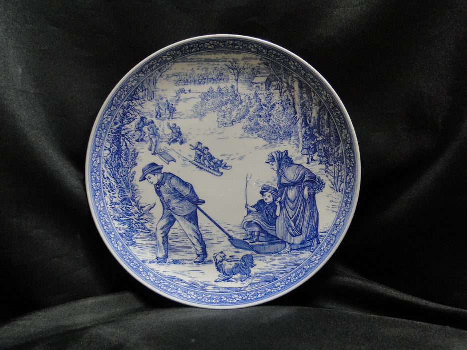 Spode Blue Room, Victorian 1997, Blue & White: Salad Plate, 8 3/8", "Sleighing"